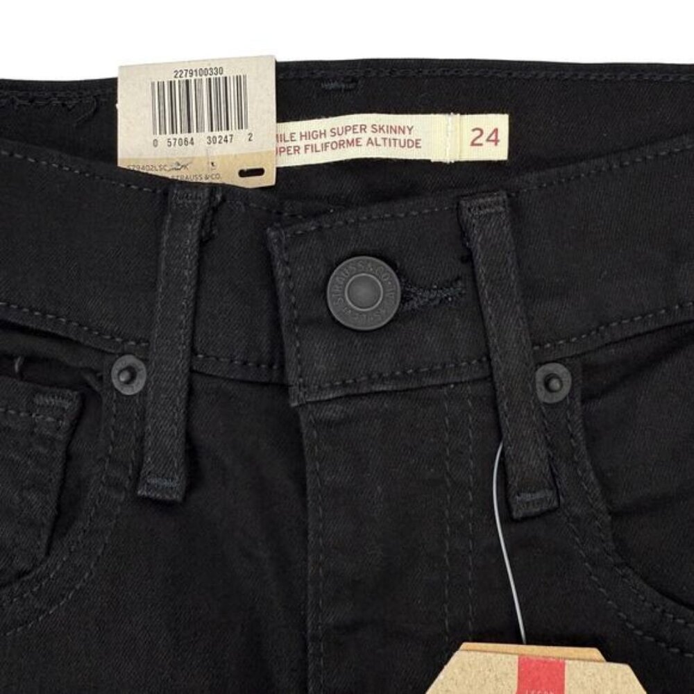 NWT LEVI'S Mile High Super Skinny Jean Size 24 Black - Picture 5 of 8